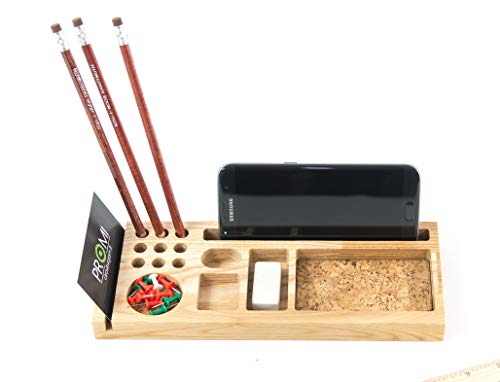Small Handmade Wooden Desk Organizer 9.8 x 3.9 x 0.8 inches