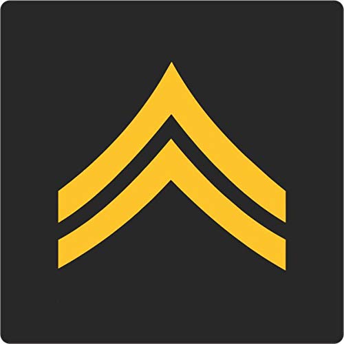 TACTICAL IDENTIFICATION PATCHES Square Rank Patch - Corporal - 2 x 2 Square - Gold Symbol on Black Backing