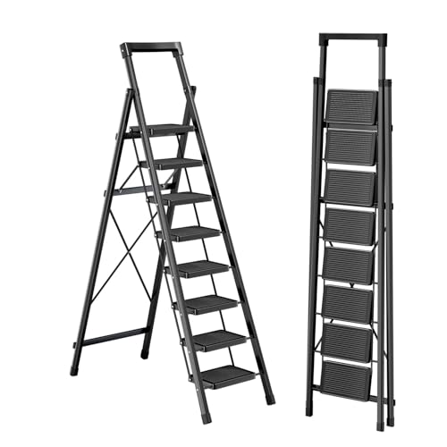 8 Step Ladder with Tray Suport 330lbs Capacity Folding...