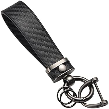 Amazon.com: Carbon Fiber Style Car Keychain, Microfiber Leather Key Fob ...