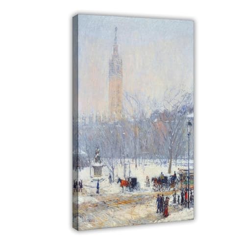 Toile Snowstorm Madison Square de Hassam : décoration murale pour bureau chaleureux