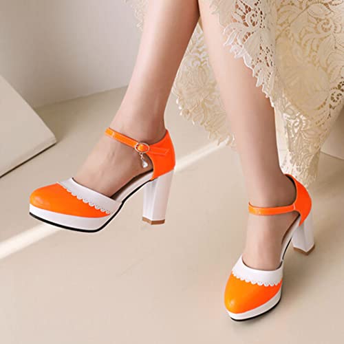 DEERBUNNY Women's Pumps Retro Block Heels Ankle Strap Pump Round Toe Platform Mary Jane Shoes Wedding Party Princess Dress Sandals for Ladies4