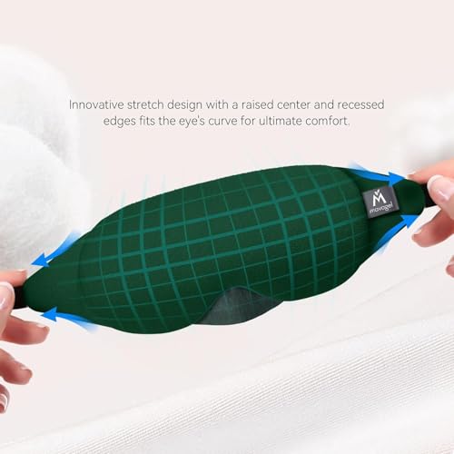 Image of Mavogel Cotton Sleep Eye Mask, Breathable Light Blocking Sleep Mask | Soft Comfortable Night Eye Mask for Men Women, Eye Cover for Travel /Sleeping /Shift Work, Includes Travel Pouch (Green)
