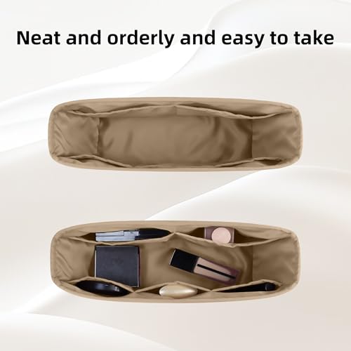 Image of DGAZ Purse Organizer Insert Fits Neverfullbag Mini /PM /MM /GM,Silk Bag Organizer,Luxury Handbag & Tote Shaper(Chai,BB)