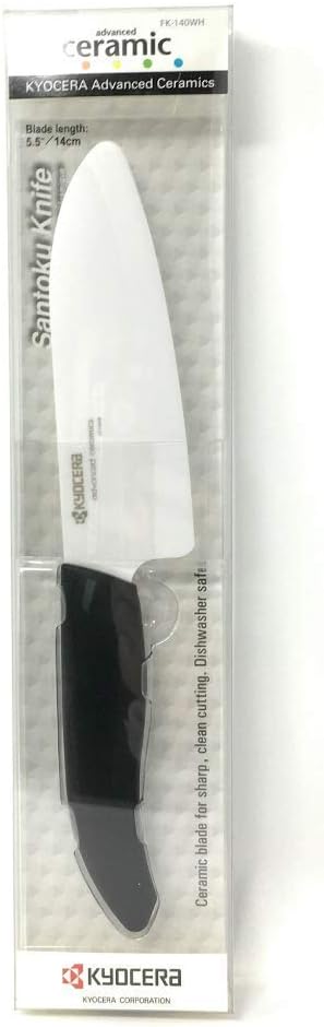 Kyocera Revolution 5-1/2-inch Santoku Ceramic Knife, White Handle, White Blade, 5.5-inch