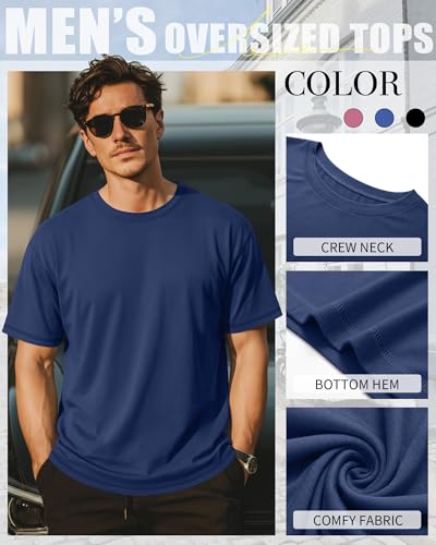 Image of Neer 3 Pack Big and Tall T-Shirts for Men L-7xl Tops | Large Casual Stretch Workout Tees, Short Sleeve Crewneck Oversized Shirts, Classic Summer Outfits, Comfy Basic Loose Clothes