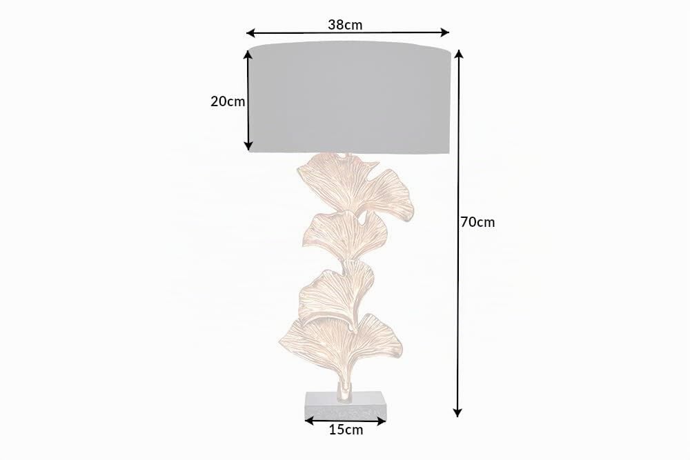 riess-ambiente.de Design Tischlampe GINKGO 70cm schwarz Stoffschirm gold Metall handmade Marmor-Fuß