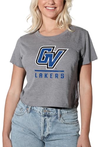 Grand Valley State University Official Lakers Logo Women's Crop Top T-Shirt, Athletic Heather, Medium