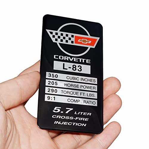 Image of 1Pc C4 Corvette 1984 L83 Engine ID Spec Metal Data Plate Consoler Emblem 3D Badge Nameplate Replacement for Corvette