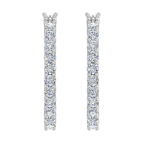 1/4 to 3/4 Carat Natural Diamond Hoop Earrings in 10K Gold or in Platinum2