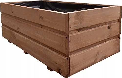 FKL DESIGN Home Deco Pflanzkasten aus Holz Pflanzkübel Kübel Kasten Garten Terrasse fertig montiert 80 cm x 40 cm x 30 cm D28 (Teak)
