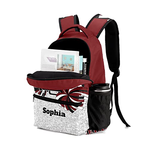 Personalized Cheerleader Dark Red Black Custom Backpack Waterproof Multifunctional Daypack with Name Gift3