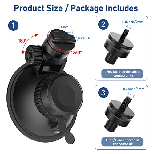 Dash Cam Mount, Suction Cup Mount,Windshield & Dashboard Suction Cup Mount Camera Mount,For Rove R2-4K,Chortau Dash Cam,Screw Connectors Are Suitable For Most Dash Cam, Dvr, Gps And Sports Camera #TOP2