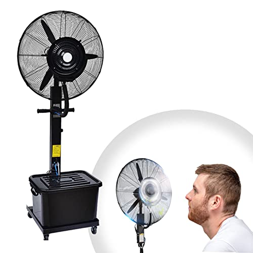IYUESQ Ventilador de Pedestal Industrial de 26 Pulgadas, Ventilador de nebulización, Ventilador de Alta Velocidad, señores de Metal, 3 aspas, Ventilador de enfriamiento para Exteriores de