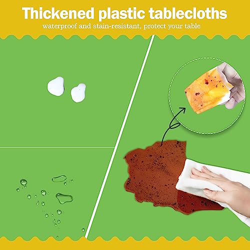 Image of tujol Lime Green 6 Pack Plastic Table Cloth 54 inch x 108 inch, Disposable Tablecloths Rectangle Table Cover, Plastic Tablecloths for Parties