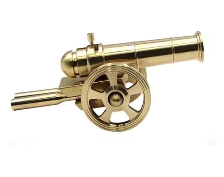 LOGUTIA 1pcsMini Cannon, Desktop Artillery Model, Vintage Metal Mini Cannon, Military Model Collection Decoration (Brass Gold)