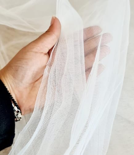 SATYAM KRAFT 5 Meter Multipurpose Net Fabric Soft Cloth Roll | Wedding, Christmas & Party Decoration Items,Birthday, Anniversary | Stage, Tent, Backdrop, Mandap Festive & Event Decor Net (White)