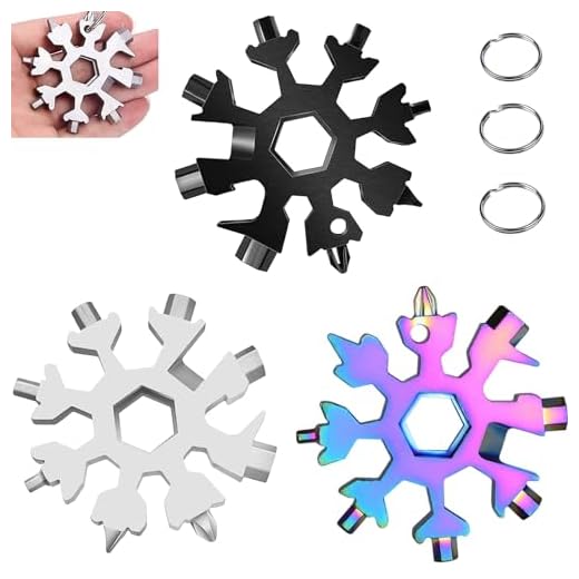 3 Piezas 18 en 1 herramienta de copo, Multiherramienta Copo de Nieve, Snowflake Multi Tool, Copo de Nieve de Acero Inoxidable Portátil Multi-herramienta