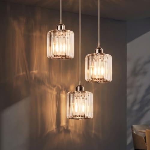 Image of DC Voltage Rose Gold Diamond Cage Pendant Light E27 with Fabric Cable