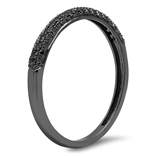 Dazzlingrock Collection 0.25 Cttw 14K BlacK Plated Round BlacK Diamond Womens Wedding StacKable Band 1/, Solid White Gold2