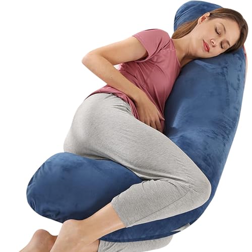 NooyaStyle 抱き枕 【理学療法士監修・寝姿勢をサポート】 だきまくら 妊婦 授乳用 洗える 男性用 クッション 【2つのカバー付き・ふわふわフリース素材】 body pillow 大きいサイズ 体圧分散 快眠 睡眠グッズ 秋冬にぴったり 約130x70cm (ネイビー)