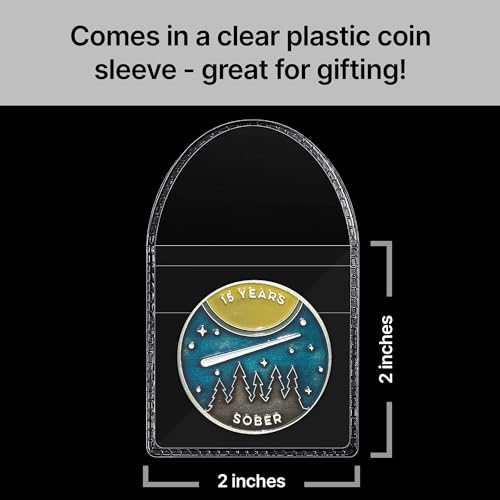 Image of The Achieve Mint 15 Years Sober Token | Fifteen Years Sobriety Chip | Non-AA, Non-Religious Medallions for Men and Women Celebrating Sobriety