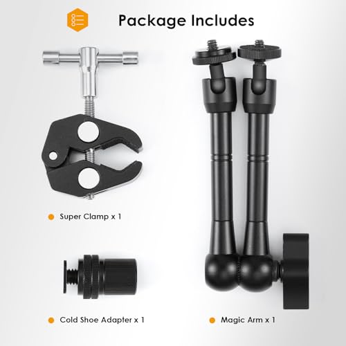 TARION Magic Arm Kamera Halterung: Klemmstativ Mit Super Klammer, Flexibel Gelenkarmstativ Tischstativ Halterung Studioklemme Mit 1/4'' 3/8'' Gewinde und Blitzschuhhalterung