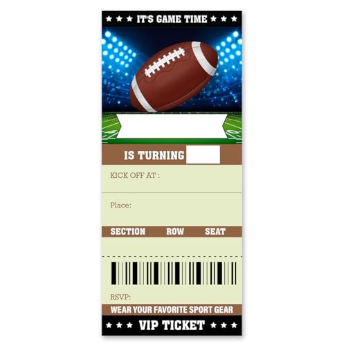 brayqu Football Birthday Party Invitations Boy Football Ticket Invitations Fill-in