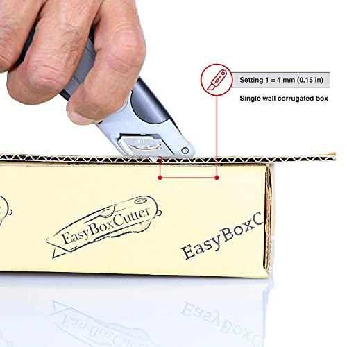 Modern Box Cutter, Auto Retract, Blade Vanishing Technology, Extra Tape Cutter At Back, Dual Side Edge Guide, 1 Blade Depth Setting, 2 Blades And Holster - Grey/Black Color 4500 #TOP4