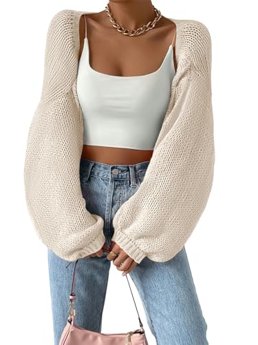 Women's Bolero Shrug Sweater Long Sleeve Open Front Crop Cardigan Top Outerwear