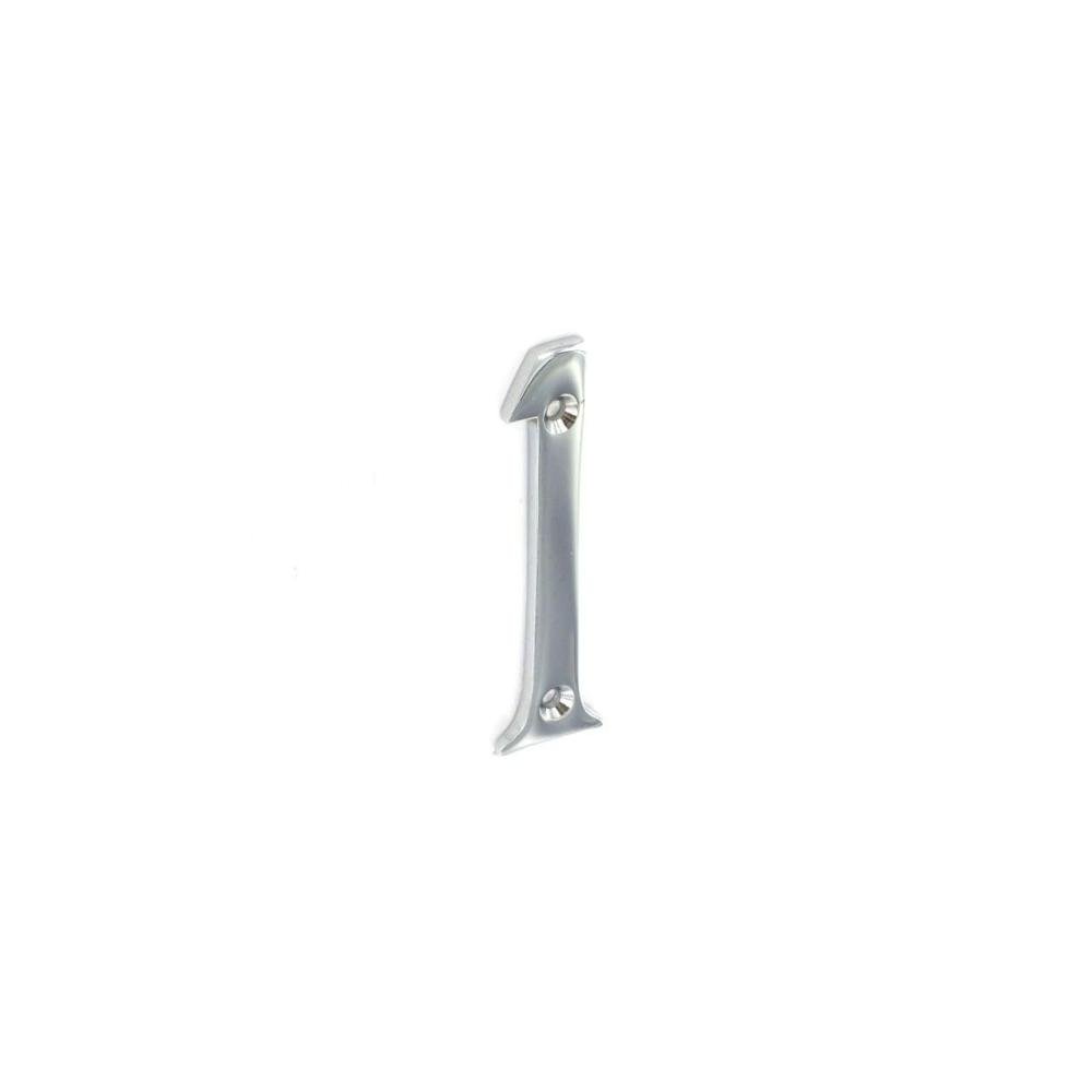 Number 1 / One Chrome House Door Numeral â€“ 2 / 51mm