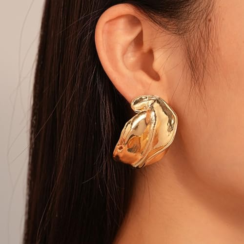 Chunky Gold Statement Earrings for Women,Vintage Oversized Geometric Earrings Trendy Silver Large Dangle Earring,Exaggerated Jewelry Accessories Gift4