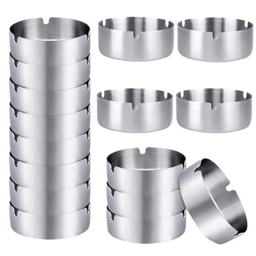 Posacenere, 16 Pezzi Potondi in Acciaio Inox, Posacenere da Tavolo Moderno, Posacenere da Balcone, Posacenere lucido in Acciaio Inossidabile, per Bar, Ristoranti, per Interni ed Esterni