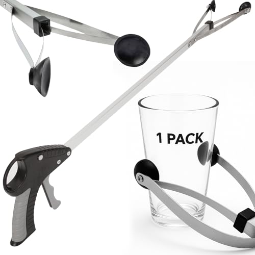 Vive Suction Cup Grabber Reacher 32' - Elderly Grab It Reaching Pickup Tool Heavy Duty for Seniors - Trash, Sticks, Litter Picker Upper - Extra Long Reach Handle & Handy Extension Arm Claw