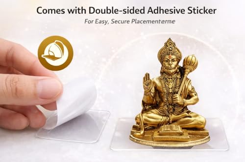 Image of Yadava Golden Hanuman Idol with Double Sided Adhesive Sticker for Car Dashboard - Resin Hanumanji Murti for Home Temple, Office & Spiritual Decor (with Double Sided Adhesive Sticker)