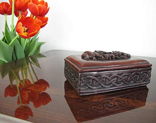 Elephant Trinket Box With Lid For Jewelry Keepsakes - Feng Shui Elephant Family Decor - Brown Resin Sculpture 6 Inches #TOP1