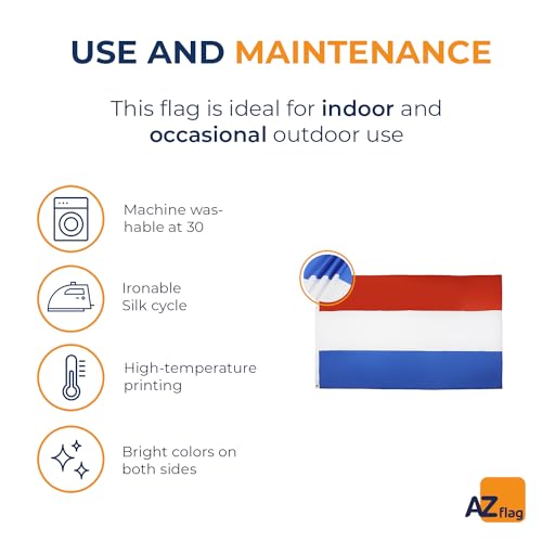 Image of AZ FLAG - Netherlands Flag - Large 5x8 Ft - 100D Polyester Dutch Big Banner with Two Metal Grommets - Fade Resistant - Vivid Colors - 5' x 8' Feet - 250x150 Cm