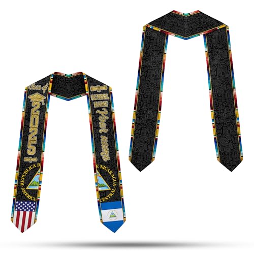 MonkeyVan Custom Nicaraguans Graduation Sash 2025, Nicaragua Graduation Stole, Nicaraguans American Flag Graduation Sash 2025 Ncrg 4