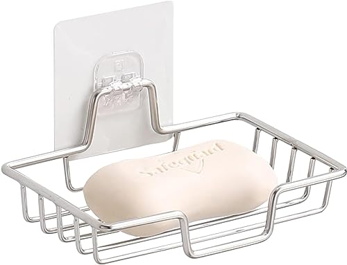 Timotech Soporte para Jabón Sin taladrar, Jabonera de Acero Inoxidable, Soporte para Jabón montado en la Pared, Bandeja de jabón, Soporte para Esponja de jabón para Baño y...