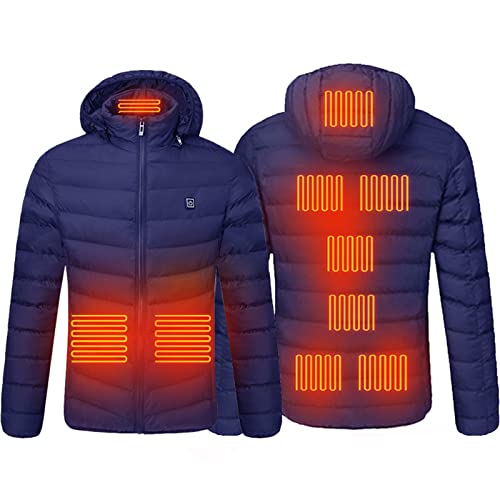Manteau thermique chaud HB1 homme : veste chauffante hiver extérieur 9 zones bleu 2XL