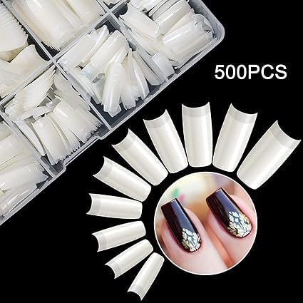 Coslifestore 500 Square French Nail Tips Combo | Glue & Cutter (NE-01) 3