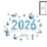 Weihnachts-Fensteraufkleber – 2026 Eis-Schneeflocke, Schneemann, Winter-Fensteraufkleber, Weihnachtsdekoration, für Party-Dekorationen, Schlafzimmer, Wohnung, Restaurant, Auto, Spiegel, Glasgeschäft