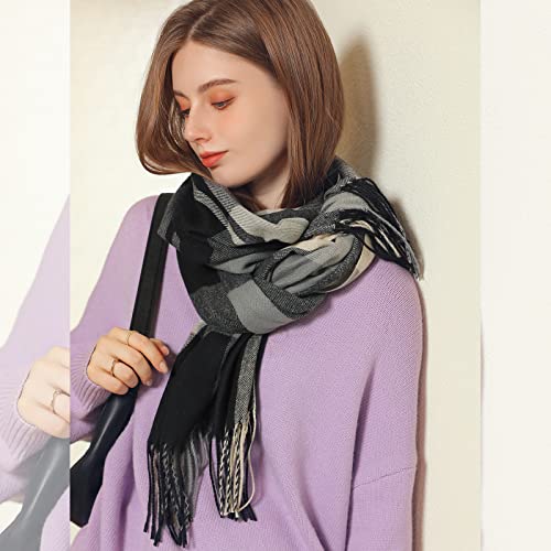 Winter Plaid Scarf Cashmere Shawl For Women Men Checked Pashmina Scarves With Tassel Tartan Scarves Soft Warm Stole2