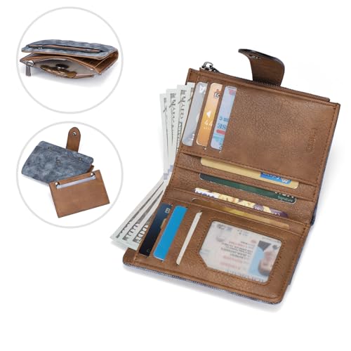 CLUCI Small Wallet for Women Leather Slim Womens Wallet Bifold Multi Card Holder Organizer Designer with Removable ID Window4