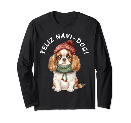 Divertente Cavalier King Charles Spaniel CKC Cane Feliz Navi-Dog! Maglia a Manica