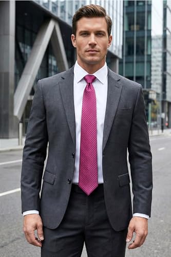 Image of HISDERN Mens Ties Plaid Tie and Pocket Square Set Classic Woven Formal Checkered Neckties & Handkerchief Wedding Party