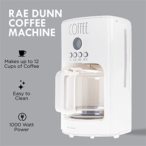 Rae Dunn Programmable Drip Coffee Maker, Coffee Pot for Kitchen, Electric Coffee Machine for Brewing Coffee. Easy to Use Coffee Maker Brews 12 Cups, Genuine Labelled COFFEE - Image 3