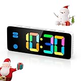 ORIA LED Digitaler Wecker, 5,5 Zoll Wecker Modern Tischuhr, 7 Farben/4 Helligkeit/3 Lautstärke Einstellbare, 12/24H Alarm Clock, Batterie/USB(1,5M), für Schlafzimmer, Küche, Wohnzimmer