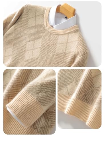 Men's 100 Percent Wool Knitted Soft Sweater Crew Neck Long Sleeve Pullover3