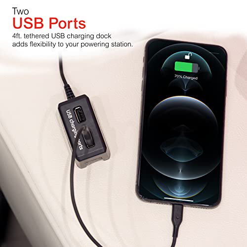 Ge Ultrapro 12 Outlet Surge Protector, Tethered 2 Usb Ports, 8 Ft Power Cord, 4320 Joules, Flat Plug, Power Filter, Circuit Breaker, Warranty, Ul Listed, Black, 11824 #TOP5